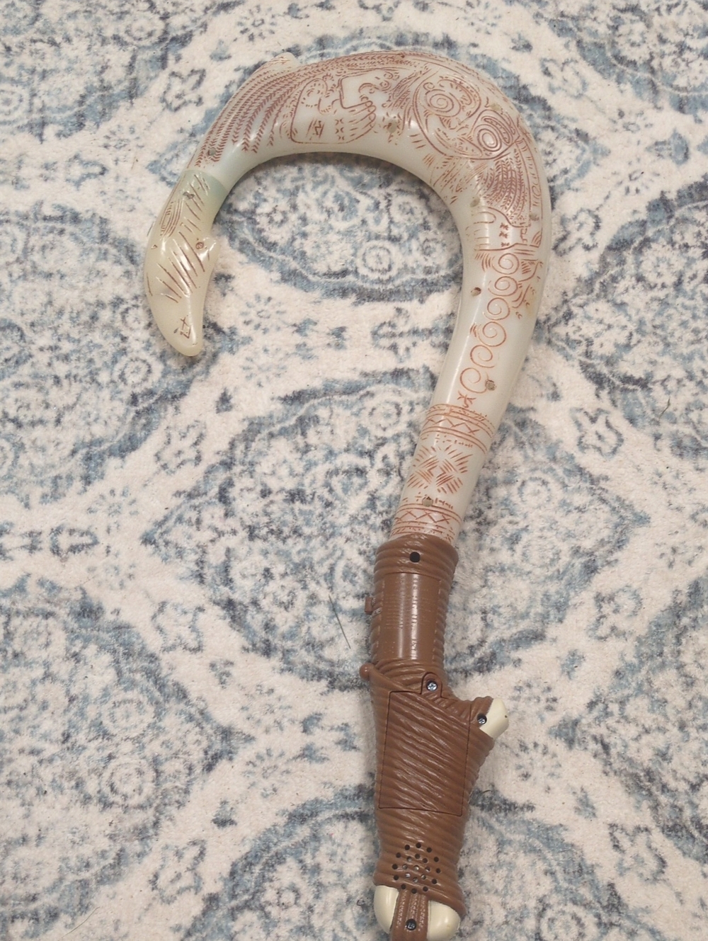 Disney Cream and Brown Mauii Carved-Pattern Crooked Staff Prop